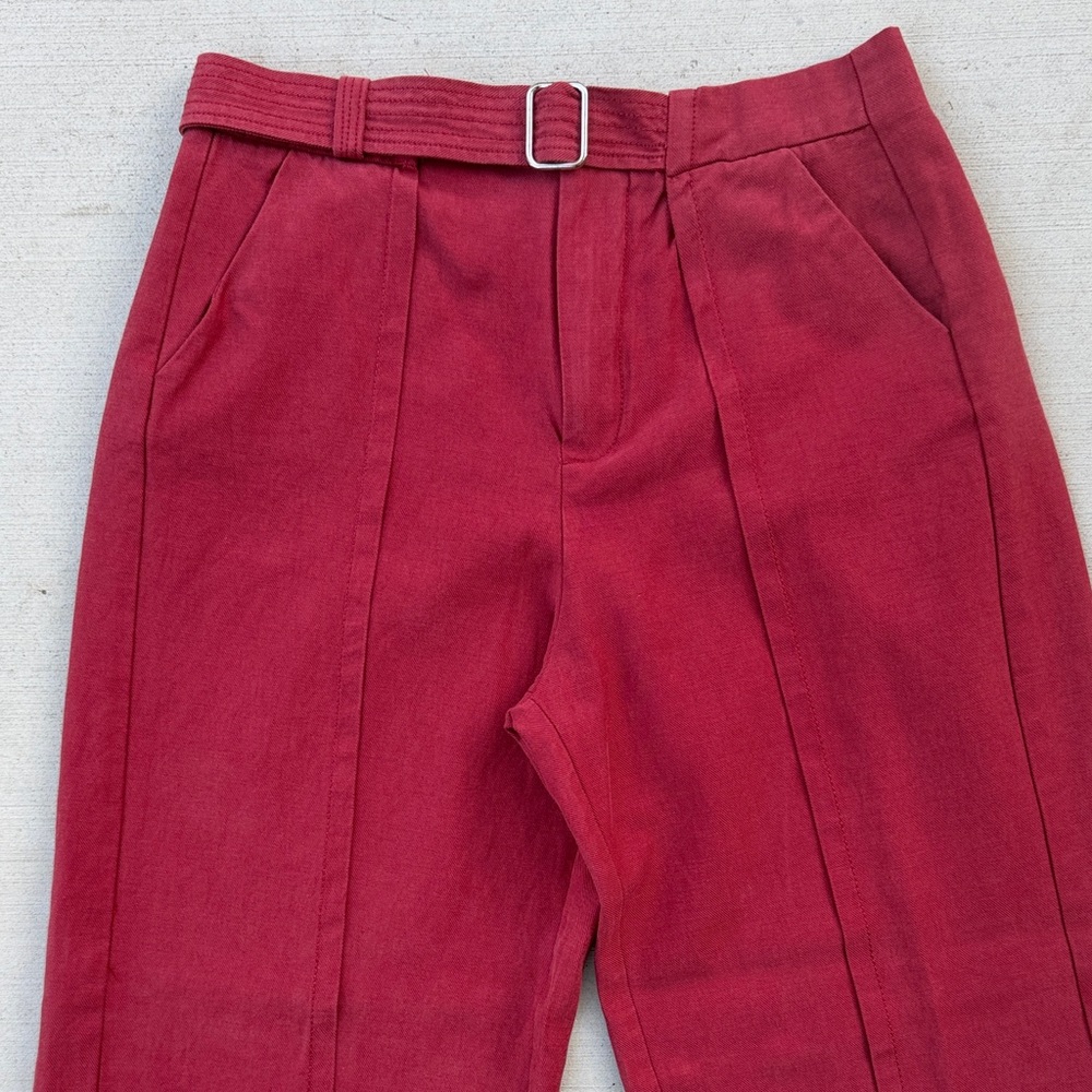 Zara Red Wide-Leg Pants with Belt